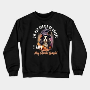 Spaniel Dog Ghost Guardian Vintage Halloween Funny Crewneck Sweatshirt